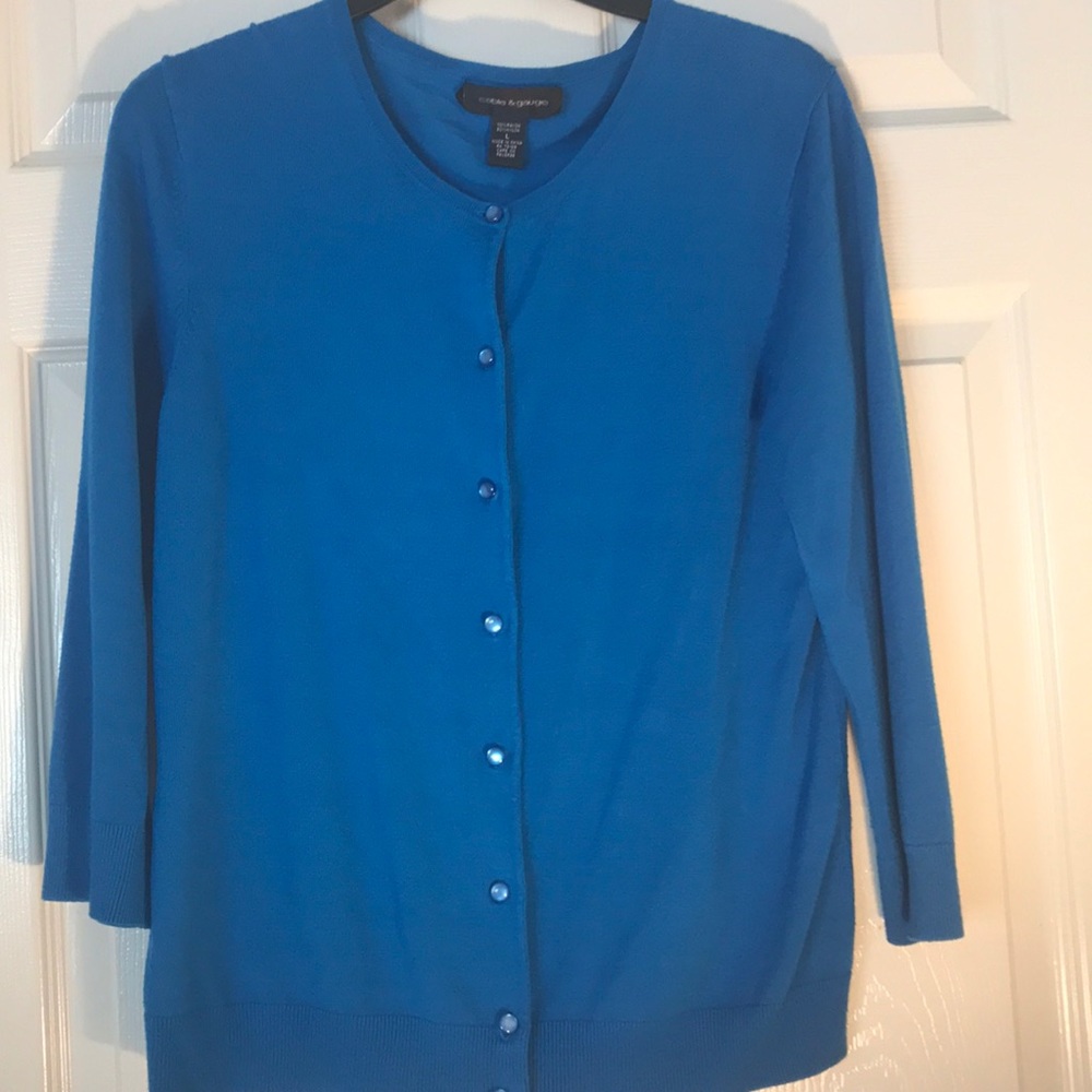 Teal blue button up sweater